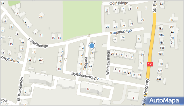 Wschowa, Chopina Fryderyka, 5, mapa Wschowa