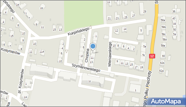 Wschowa, Chopina Fryderyka, 9, mapa Wschowa