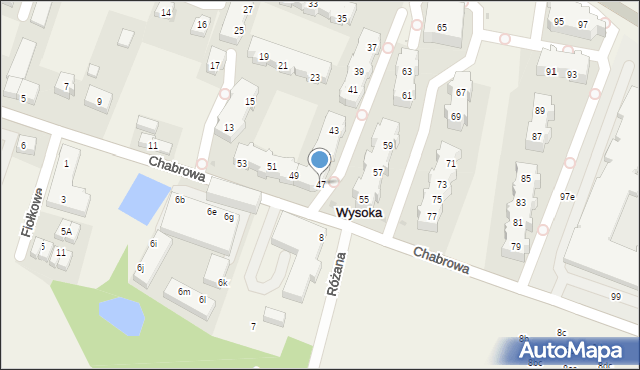Wysoka, Chabrowa, 47, mapa Wysoka