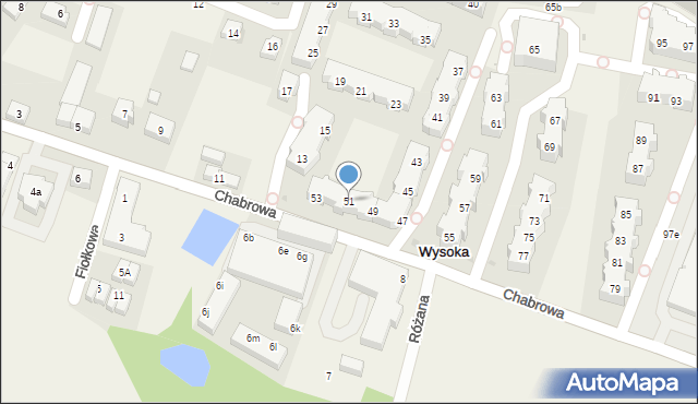 Wysoka, Chabrowa, 51, mapa Wysoka