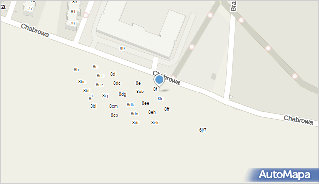 Wysoka, Chabrowa, 8fa, mapa Wysoka