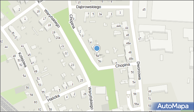 Żagań, Chopina Fryderyka, 5a, mapa Żagań