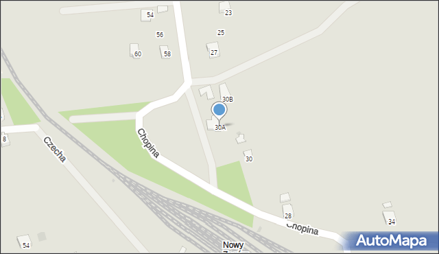 Zagórz, Chopina Fryderyka, 30A, mapa Zagórz