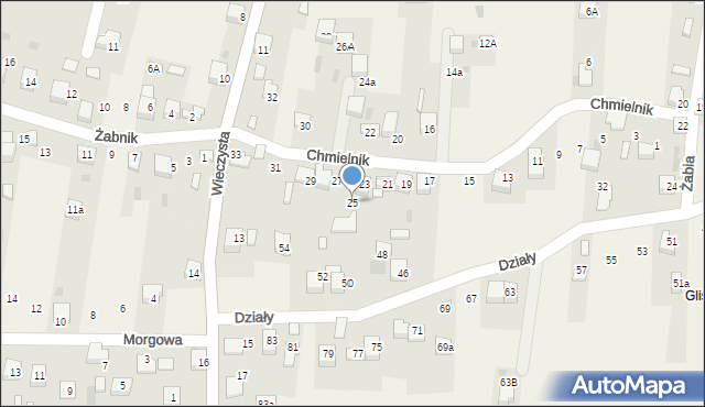 Zagórze, Chmielnik, 25, mapa Zagórze