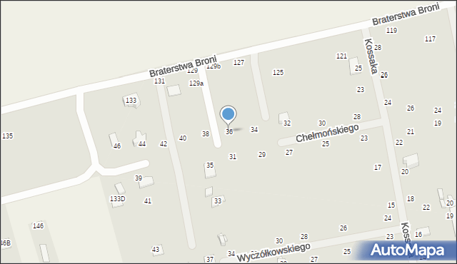 Zamość, Chełmońskiego Józefa, 36, mapa Zamościa