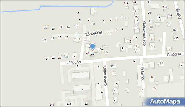 Zamość, Chłodna, 12, mapa Zamościa