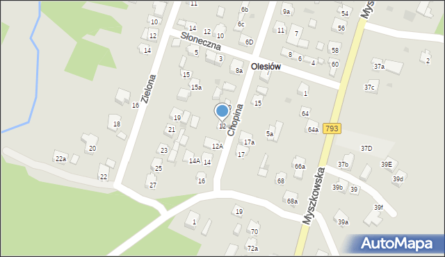 Żarki, Chopina Fryderyka, 12, mapa Żarki