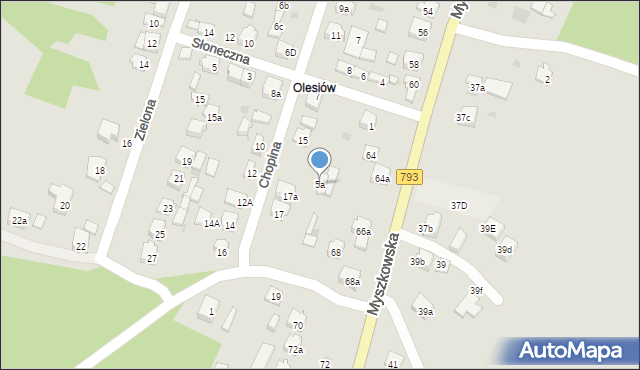 Żarki, Chopina Fryderyka, 5a, mapa Żarki