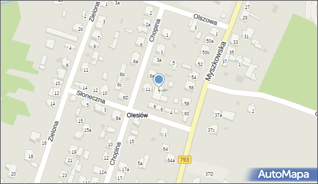 Żarki, Chopina Fryderyka, 7, mapa Żarki