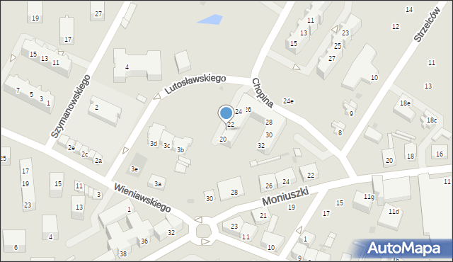 Żary, Chopina Fryderyka, 20b, mapa Żary