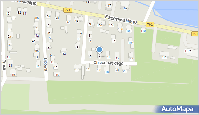 Zawiercie, Chrzanowskiego Wacława, 9, mapa Zawiercie