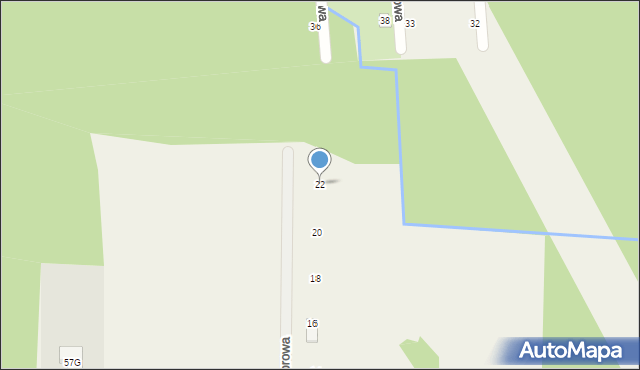 Zawodne, Chabrowa, 22, mapa Zawodne