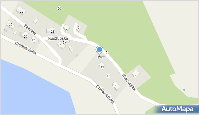 Zawory, Chmieleńska, 15a, mapa Zawory