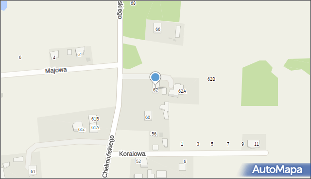 Żelechów, Chełmońskiego, 62, mapa Żelechów