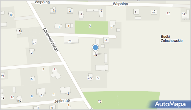 Żelechów, Chełmońskiego, 74, mapa Żelechów