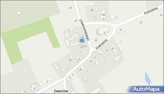 Żelechów, Chełmońskiego, 9, mapa Żelechów