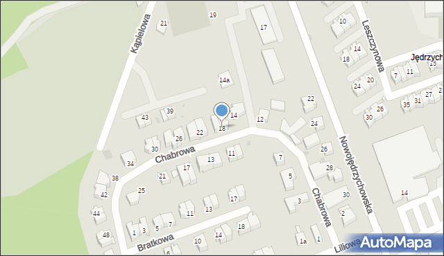 Zielona Góra, Chabrowa, 18, mapa Zielona Góra