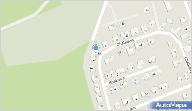 Zielona Góra, Chabrowa, 40, mapa Zielona Góra