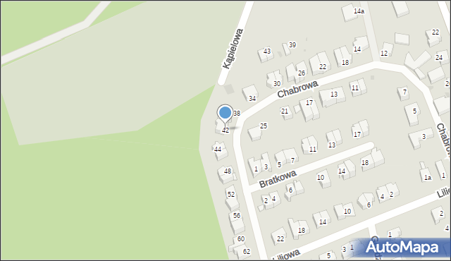 Zielona Góra, Chabrowa, 42, mapa Zielona Góra