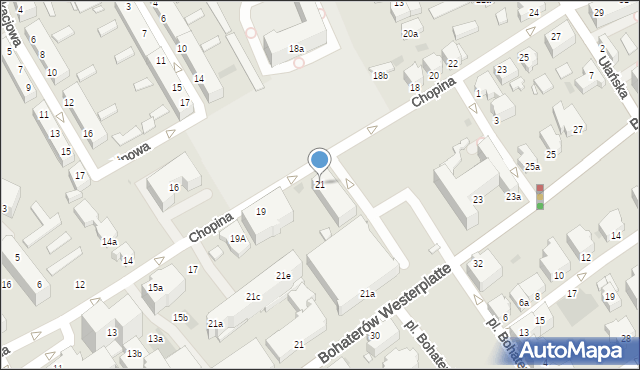 Zielona Góra, Chopina Fryderyka, 21, mapa Zielona Góra