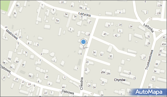 Zielona Góra, Chłodna, 11, mapa Zielona Góra