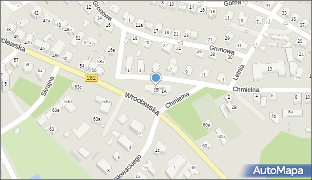 Zielona Góra, Chmielna, 1B, mapa Zielona Góra