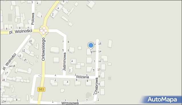 Żychlin, Chabrowa, 9, mapa Żychlin