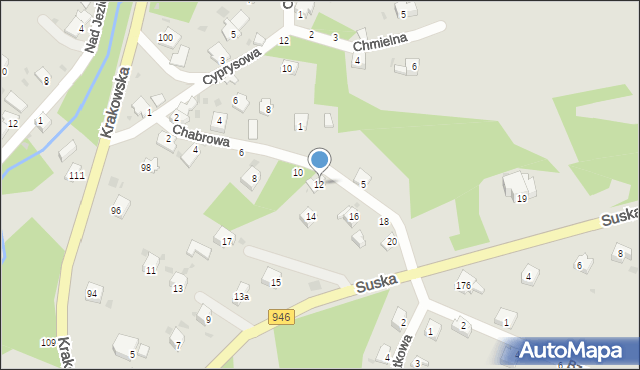 Żywiec, Chabrowa, 12, mapa Żywiec