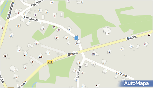 Żywiec, Chabrowa, 20, mapa Żywiec