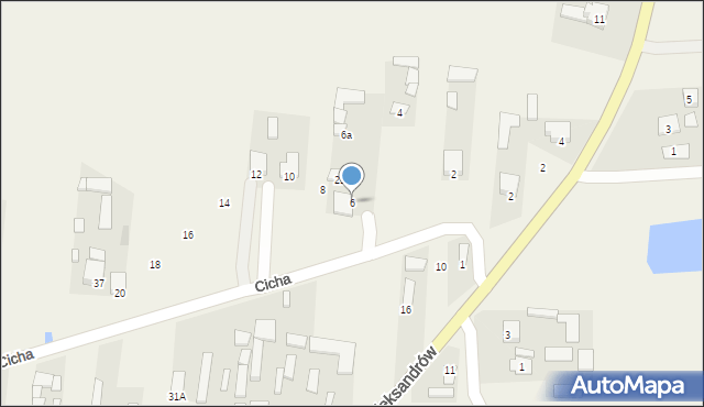 Aleksandrów, Cicha, 6, mapa Aleksandrów