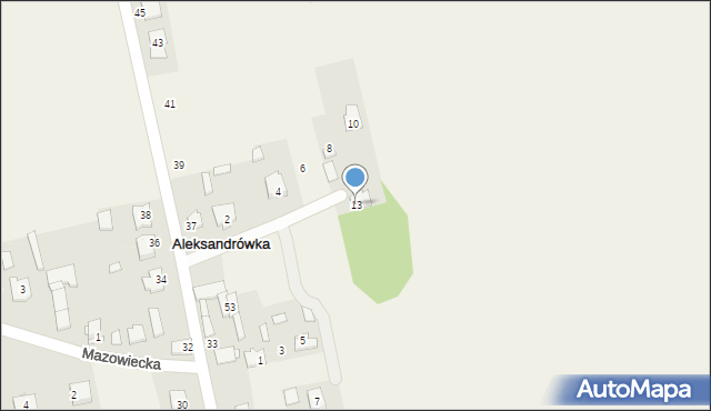 Aleksandrówka, Cicha, 13, mapa Aleksandrówka