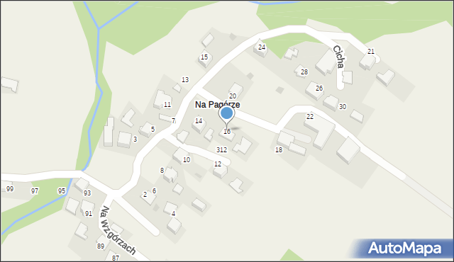 Bachowice, Cicha, 16, mapa Bachowice