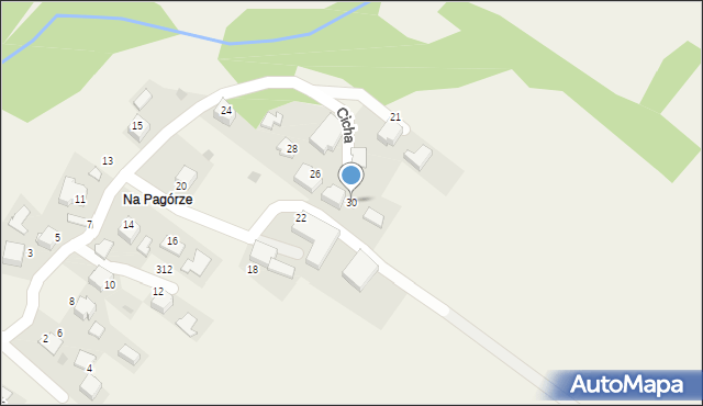 Bachowice, Cicha, 30, mapa Bachowice