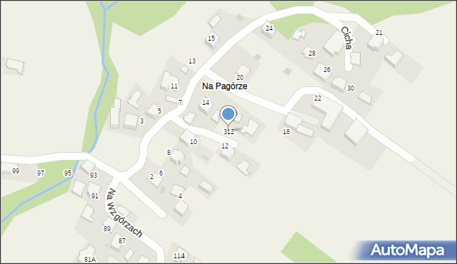 Bachowice, Cicha, 312, mapa Bachowice