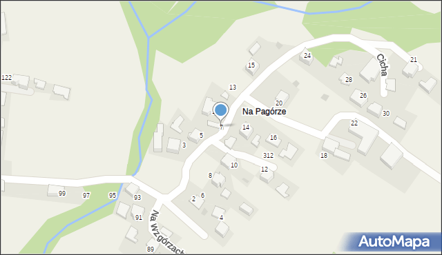 Bachowice, Cicha, 7, mapa Bachowice