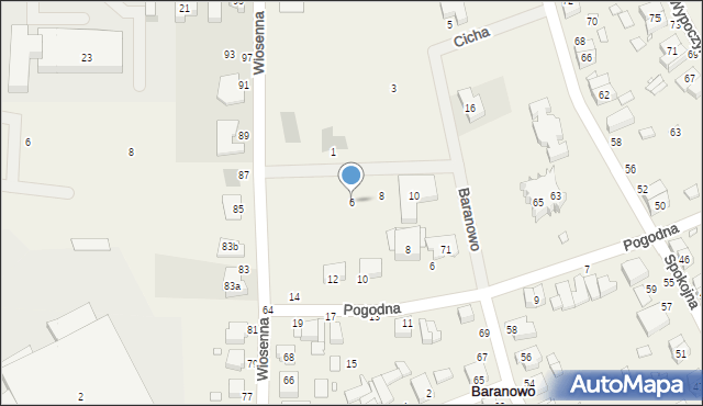 Baranowo, Cicha, 6, mapa Baranowo