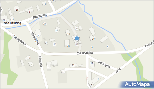 Bażanowice, Cieszyńska, 12, mapa Bażanowice