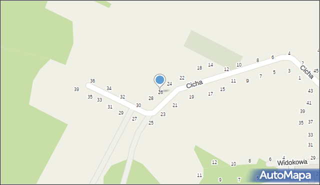 Będkowice, Cicha, 26, mapa Będkowice