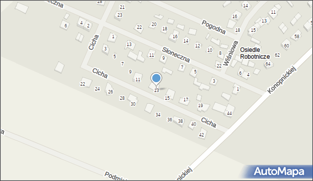 Biała Piska, Cicha, 13, mapa Biała Piska