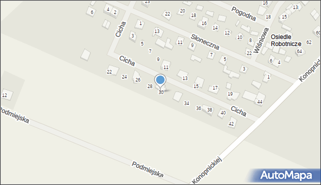 Biała Piska, Cicha, 30, mapa Biała Piska