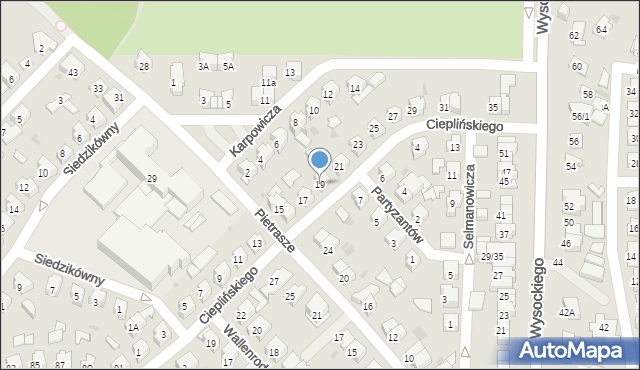 Białystok, Cieplińskiego-Pługa Łukasza, 19, mapa Białegostoku