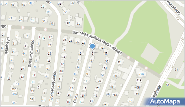 Białystok, Cicha, 3, mapa Białegostoku