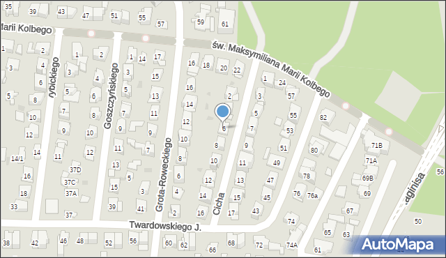 Białystok, Cicha, 6, mapa Białegostoku