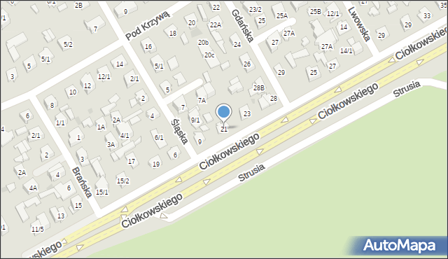 Białystok, Ciołkowskiego Konstantego, 21, mapa Białegostoku