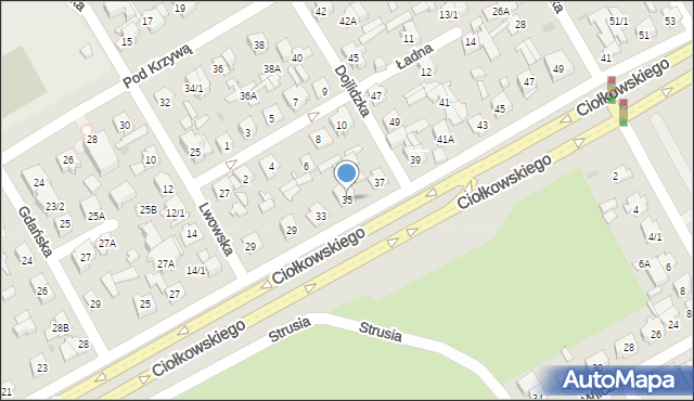 Białystok, Ciołkowskiego Konstantego, 35, mapa Białegostoku