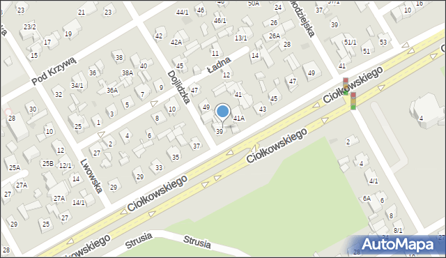 Białystok, Ciołkowskiego Konstantego, 39/2, mapa Białegostoku