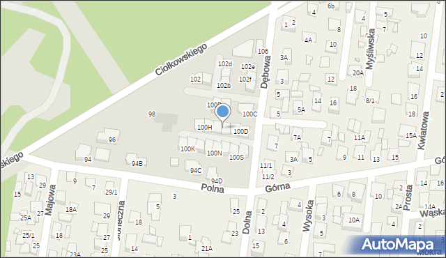 Białystok, Ciołkowskiego Konstantego, 100F, mapa Białegostoku