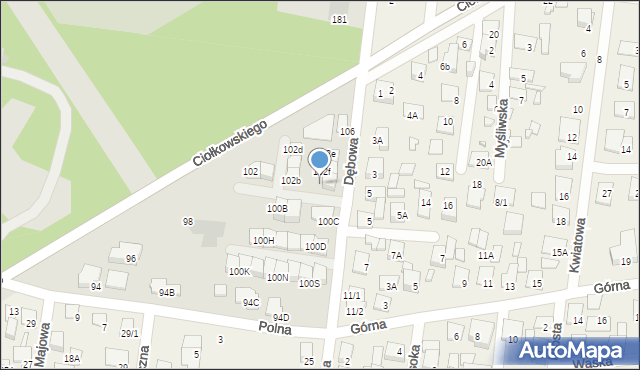 Białystok, Ciołkowskiego Konstantego, 102g, mapa Białegostoku