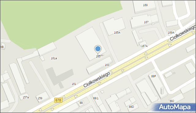 Białystok, Ciołkowskiego Konstantego, 165, mapa Białegostoku