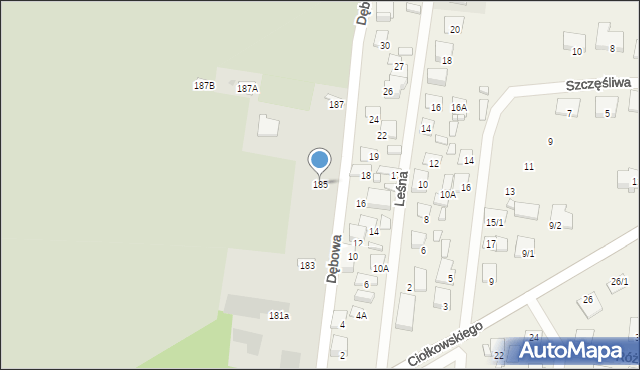 Białystok, Ciołkowskiego Konstantego, 185, mapa Białegostoku